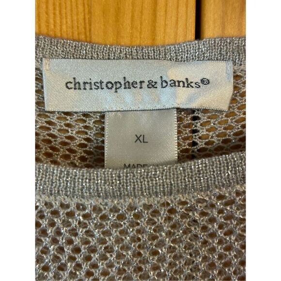 Christopher & Banks Woman's Sweater Size XL Silver Sparkle Holiday New Year's nw - Picture 3 of 5